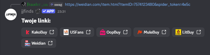 JJFINDS converting a Weidian product link